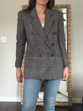 Basile Made in Italy Tweed Double Breasted Blazer